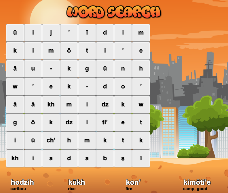 An example image of the Word Search game